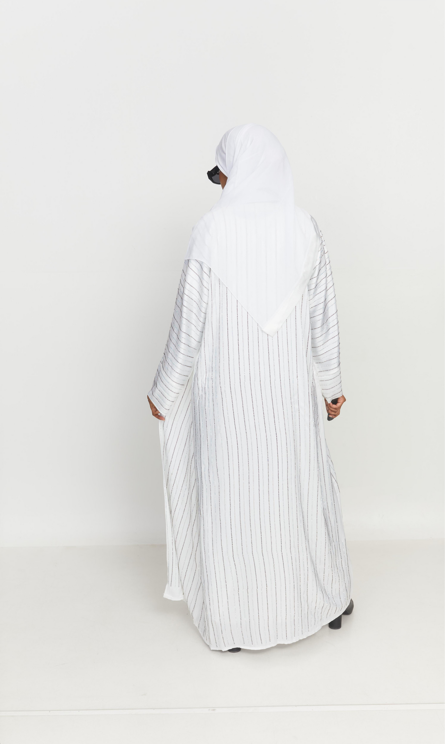 White Sparkle Abaya Set (Double sided jems)