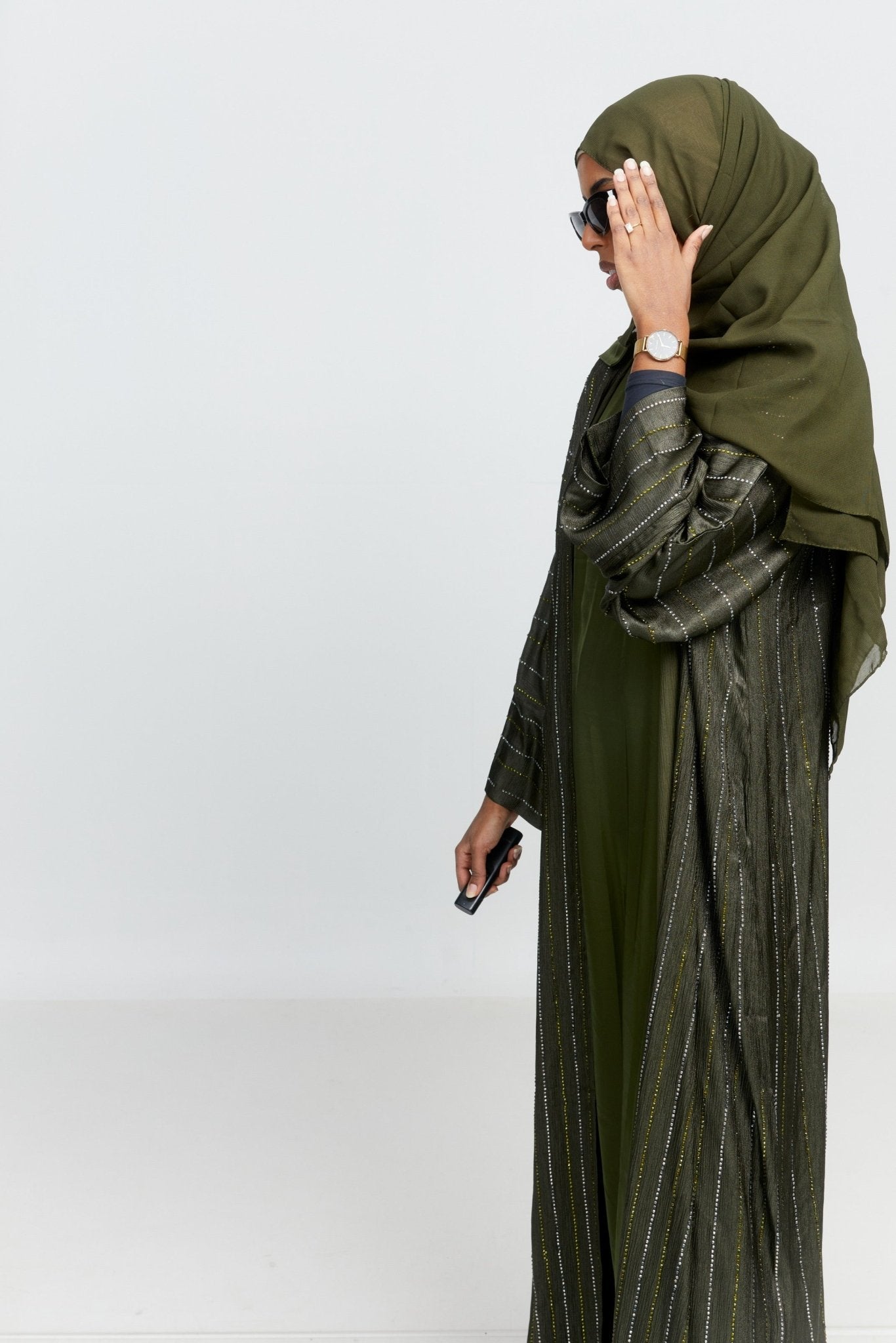 Forest Sparkle Abaya Set (Double sided jems)