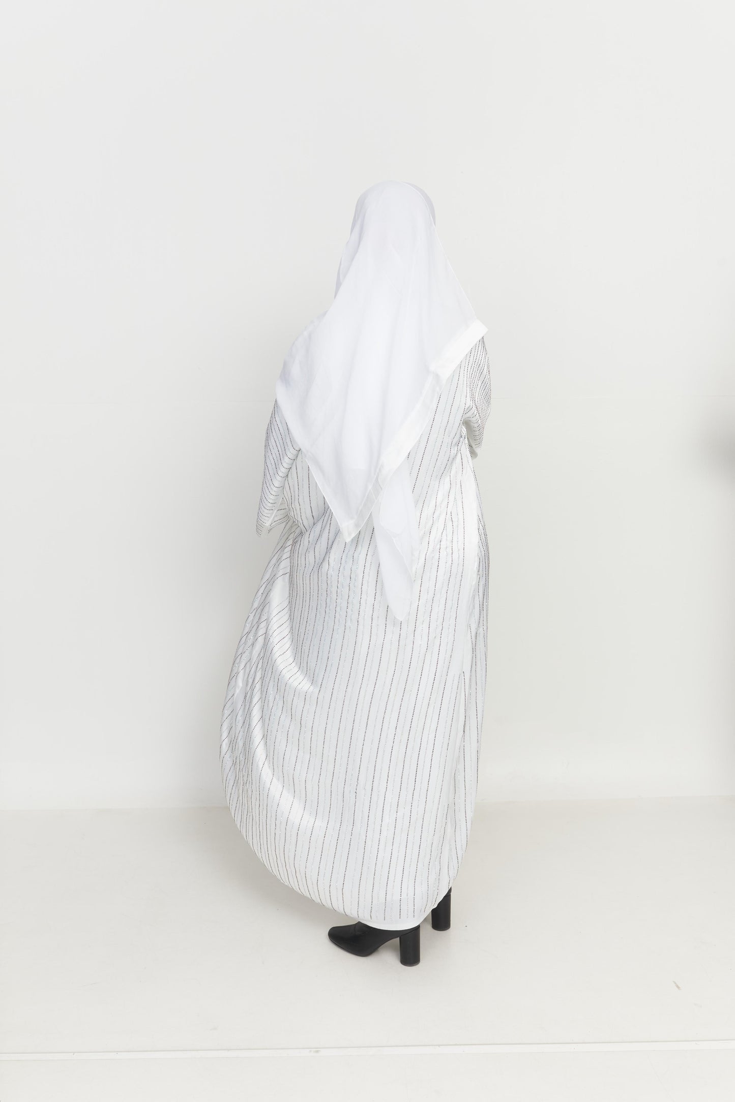 White Sparkle Abaya Set (Double sided jems)
