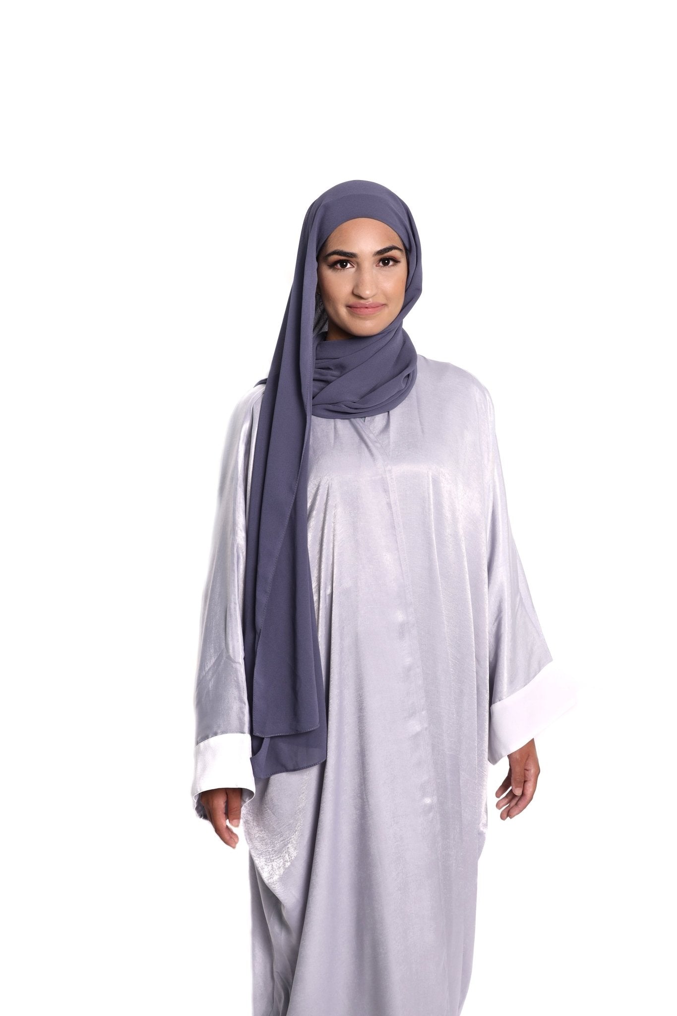 Shimmery Abaya with White Sleeve Fold