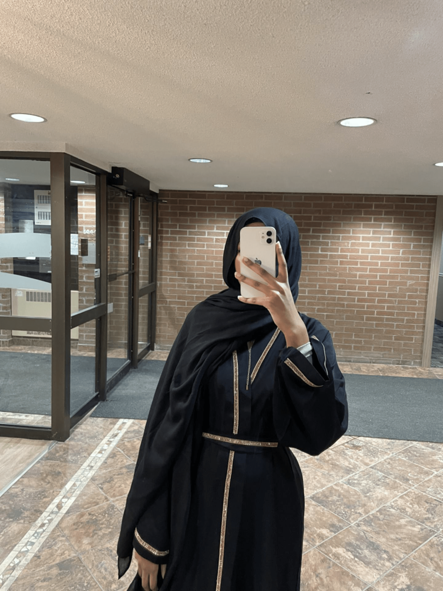 Classic black Abaya Gold Trim and Under Dress