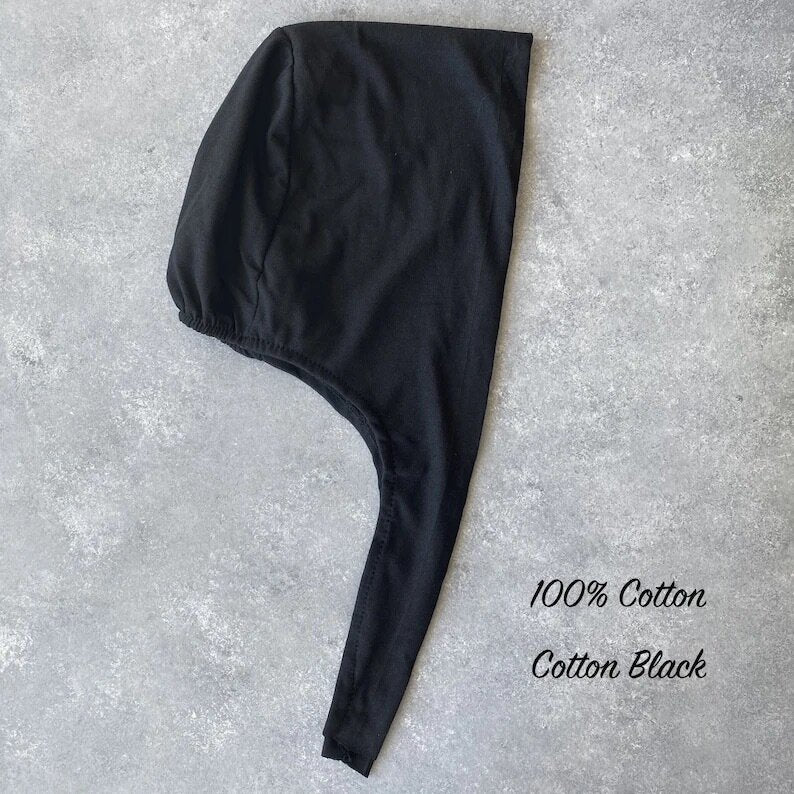 Premium Black Satin Under-Cap with Tie Back
