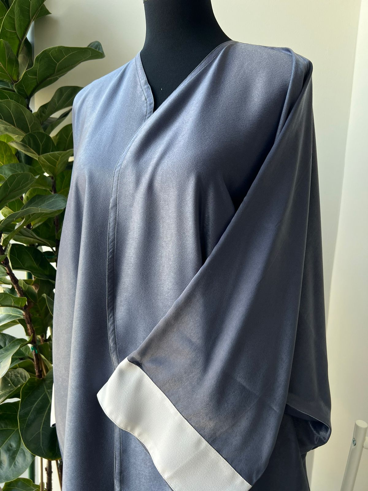 Shimmery Abaya with White Sleeve Fold