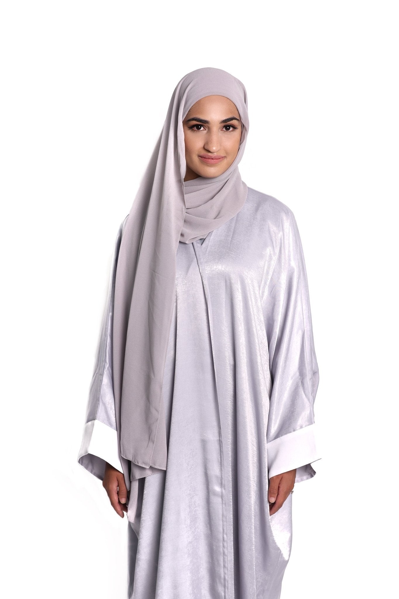 Shimmery Abaya with White Sleeve Fold